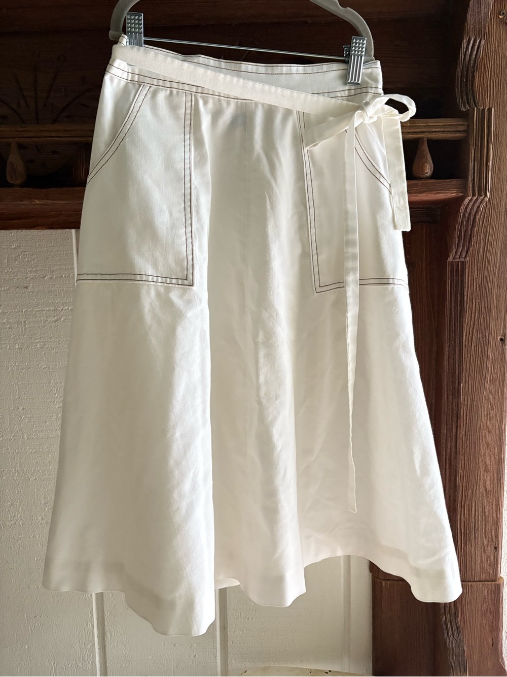 Vintage 70s Wrap Skirt with Tie Waist and Topstitch Detail Flaws